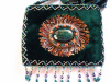 Emerald green small bag w/ feathers